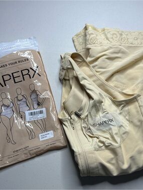 SHAPERX Shapewear Leotard Bodysuit Womens Size 3XL Beige
